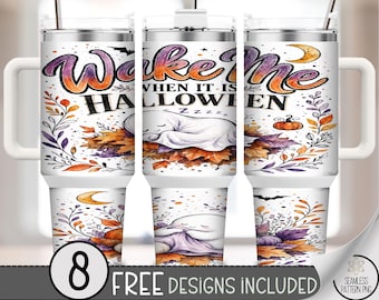 Halloween 40 oz Tumbler Wrap, Sleeping Ghost Sublimation Design, Fall Pumpkin PNG Files, Digital Download, B10437