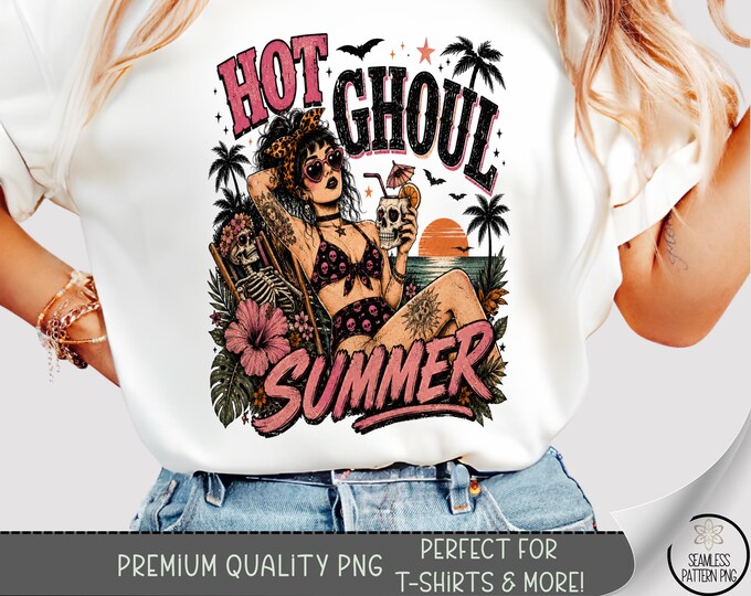 Hot Ghoul Summer Tattooed Pin-Up Woman Sublimation Design, Digital Download, B10351
