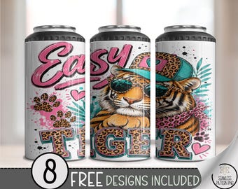 Easy Tiger 4-in-1 Can Cooler Wrap, Retro Pop-Art Sublimation Design, Funky 16 oz 4-in-1 File, B10303
