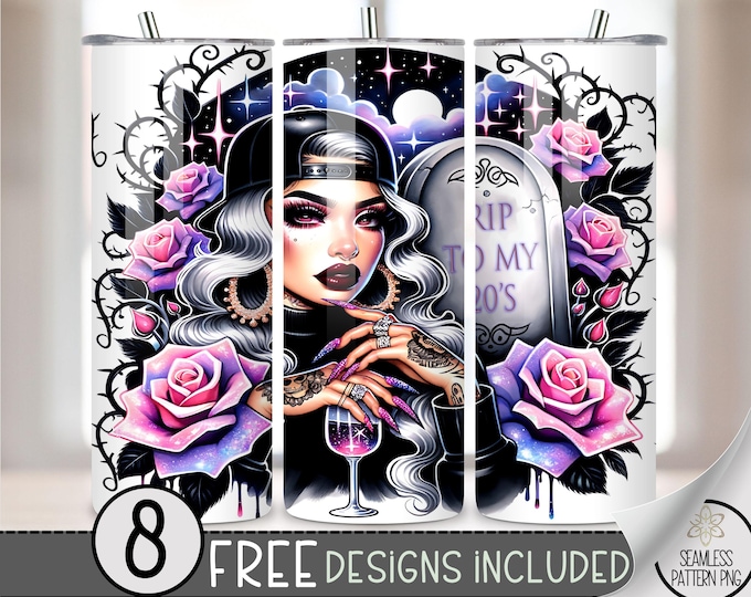 Rip To 20s Tumbler Wrap, Death To My Twenties Png, 30th Birthday Sublimation Design, Gothic Birthday, Spooky Birthday Png, 20oz Tumbler Wrap
