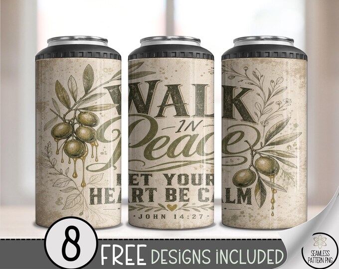 Inspirational Quote 4-in-1 Can Cooler Wrap, Peaceful Sublimation Design, Vintage 16 oz 4-in-1 File (Digital Download) B10290