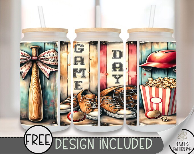 Baseball Glass Can, Sports Sublimation Design,Brushstroke Baseball 16oz Can Wrap,USA Glass Can Design,Trendy Baseball Sublimation File, A150
