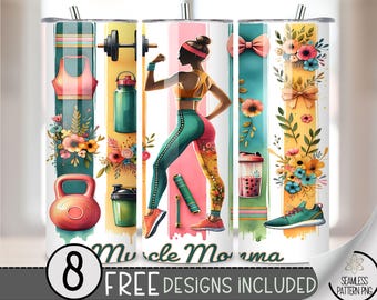 Fitness Tumbler Wrap Motivational Design, Exercise 20oz Skinny Tumbler Sublimation Design, Gym Motivational Tumbler Wrap, Workout PNG, A86