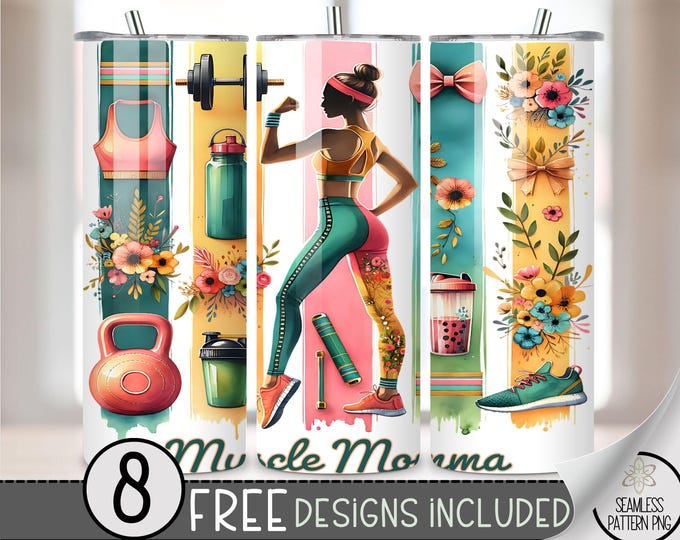 Fitness Tumbler Wrap Motivational Design, Exercise 20oz Skinny Tumbler Sublimation Design, Gym Motivational Tumbler Wrap, Workout PNG, A86