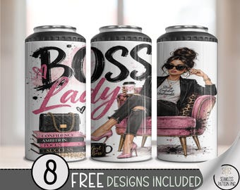 Boss Lady 4in1 Can Cooler Wrap, Fashion Sublimation Design, Digital Download, B10469