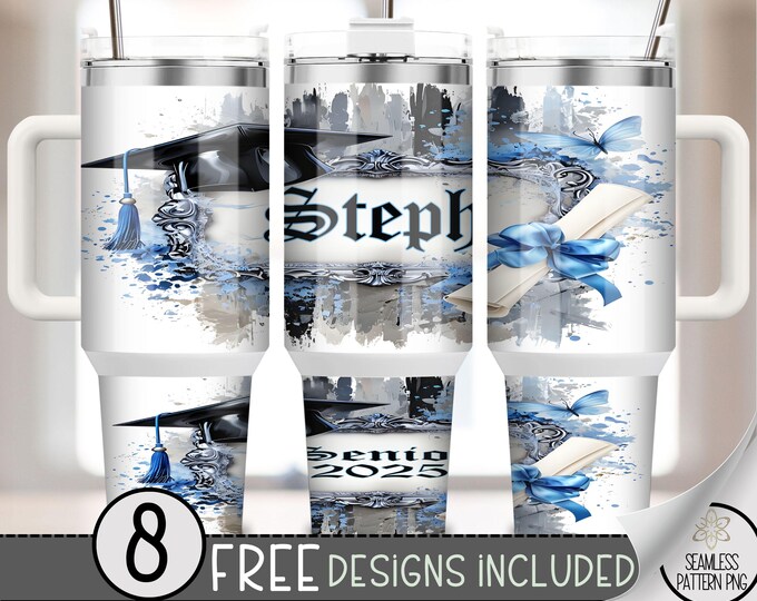 Senior 40oz Tumbler Wrap, Add Your Name 40 OZ Sublimation Design, Personalize 40oz Quencher Tumbler File, Class of 2025 Tumbler Wrap, A88