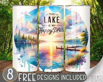 Lake Life Tumbler Design, Sublimation Design, Digital Downloads, Skinny 20oz Tumbler Wrap20 oz Straight Tumbler Sublimation,Dock Tumbler PNG
