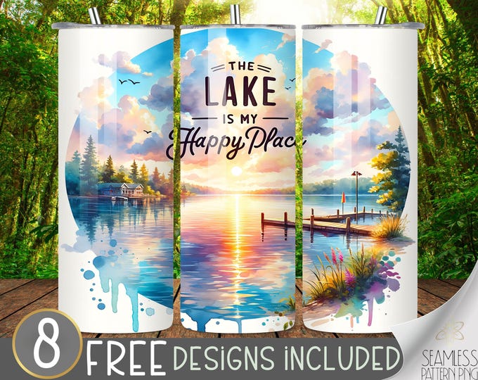 Lake Life Tumbler Design, Sublimation Design, Digital Downloads, Skinny 20oz Tumbler Wrap20 oz Straight Tumbler Sublimation,Dock Tumbler PNG