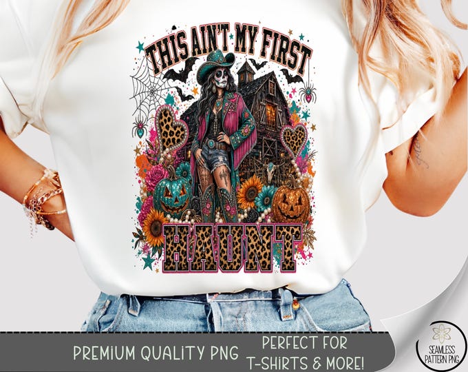 Halloween Skeleton Cowgirl T-Shirt PNG Sublimation Design, Digital Download, B10447