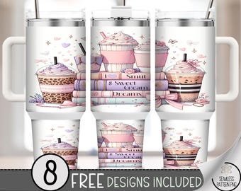 Pastel Smut 40 oz Tumbler Wrap, Sweet Treats and Cupcake Sublimation Design, Romantasy Design for Book Lovers, A626