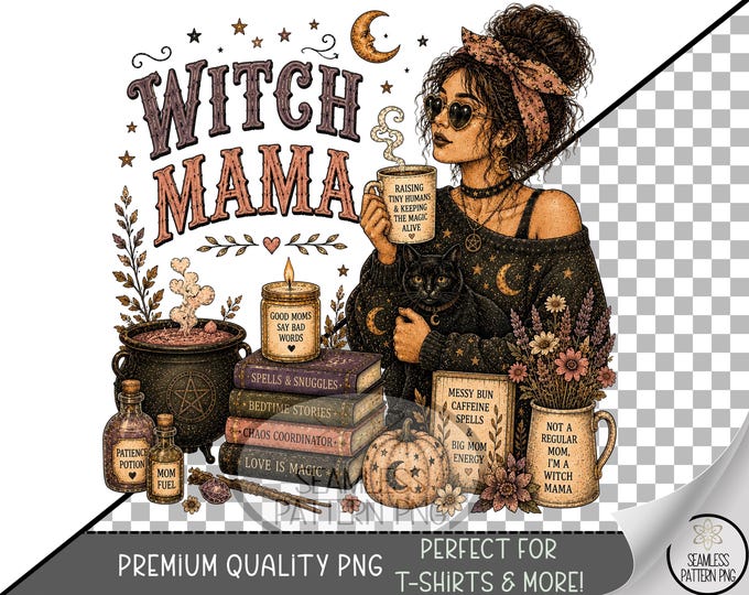 Halloween Witch Mama Sublimation Design, Spooky Mom UV DTF Graphic, Digital Download, B10438