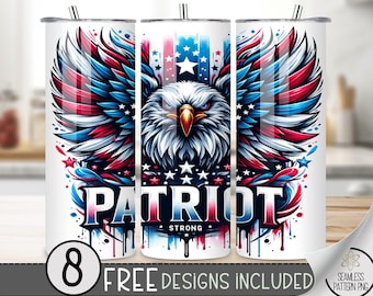 Patriot Trump 2024 Tumbler Wrap PNG Digital Download 20 oz Skinny, Election Tumbler Sublimation Design, Military Seamless Sublimation Design