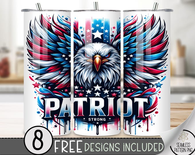Patriot Trump 2024 Tumbler Wrap PNG Digital Download 20 oz Skinny, Election Tumbler Sublimation Design, Military Seamless Sublimation Design