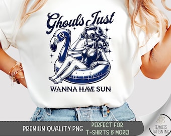 Vintage Ghoul Summer T-Shirt Design, Spooky Poolside Fun PNG, Retro Ghoul Innertube Graphic, Halloween Beach Vibes, Sublimation PNG, A426