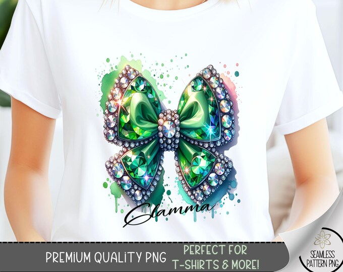Rhinestone Coquette Png, Glamma Png, Glam Bow Png, Sparkly Mother's day T-Shirt Design, Shiny Coquette Bow Design File, Gmom Shirt PNG, A174