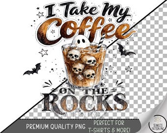 Halloween Sublimation Design, Spooky Coffee UV DTF Graphic, Skull Ice Cubes Clip Art, Digital Download, B10503