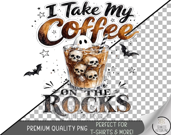 Halloween Sublimation Design, Spooky Coffee UV DTF Graphic, Skull Ice Cubes Clip Art, Digital Download, B10503