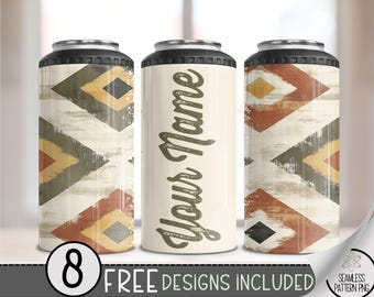 Add Your Name Faded Southwestern 4In1 Can Cooler Wrap, Aztec 4 In 1 Can Cooler File Png, Western 16 Oz 4-In-1 Cooler Sublimation Design
