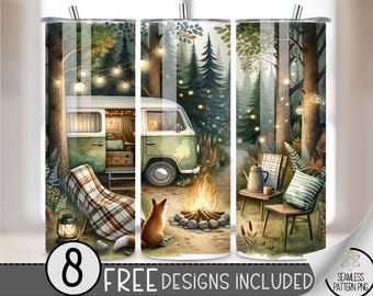 Hunter Glamping Tumbler Wrap, Cozy Rustic Camping Woods Sublimation Design, Woodland 20oz Sublimation PNG, Camp Forest Retreat Tumbler File