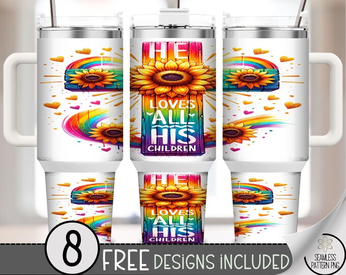 Jesus Sunflower 40 oz Tumbler Wrap, Faith Design, Christian Digital Download, Instant Access, Colorful Sublimation PNG, A620