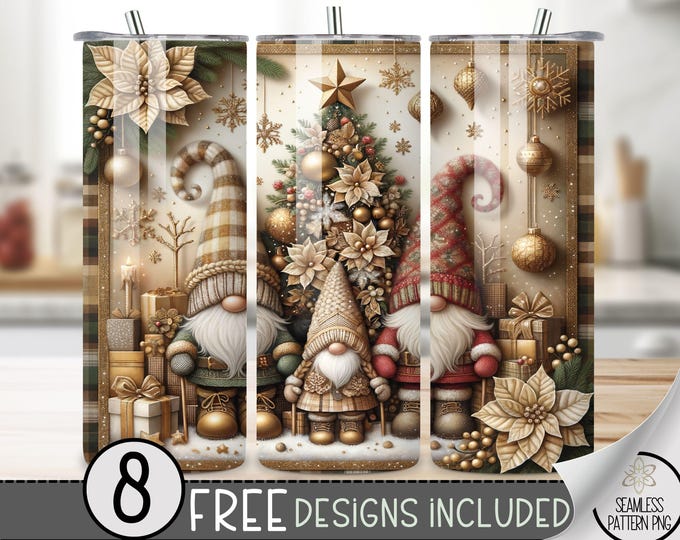 Christmas Gnomes Tumbler Wrap, 20 oz Skinny Tumbler Sublimation Design, Gnome Sublimation Design, Christmas Tumbler Wrap, Digital Download