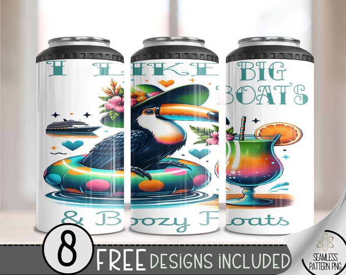 Cruise Ship 4 in 1 Can Cooler Wrap, Booze Cruise 4in1 Tumbler PNG, Funny Cruise 16 Oz Can Cooler Sublimation Design, Blame Alcohol, A77