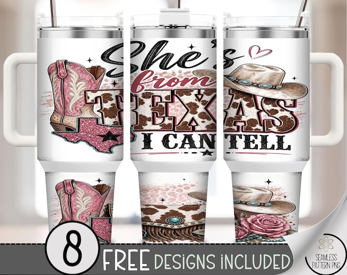 Texas Cowgirl 40oz Tumbler Wrap, Pink Western Sublimation Design, Digital Download, B10525