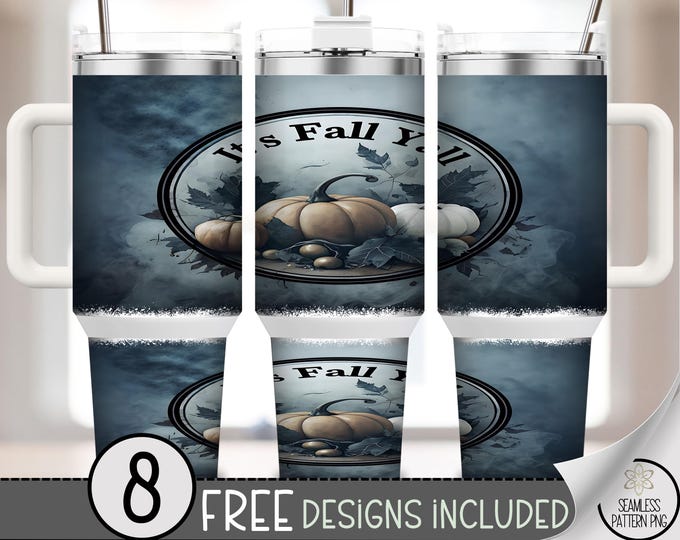 Rustic Fall 40oz Tumbler Wrap, Autumn Pumpkin File, Moody Cottagecore Sublimation Design, 40 oz Wrap Digital Download, A443