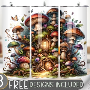 Mushrooms Tumbler Wrap, Cottagecore Sublimation Design, Cute Mushroom Wrap, Botanica Tumbler Image, Whismigoth Tumbler Wrap, Moody Mushroom