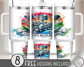 Still Plays With Blocks 40 oz Tumbler Wrap PNG, Funny Mechanic Engine Sublimation, Car Guy Wrench Tool Design, Piston Auto Wrap, A345