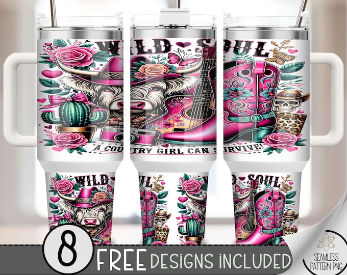 Cowgirl Western 40oz Tumbler Wrap, Cowgirl Boots Tumbler Sublimation Design, Cactus Country Girl 40oz Quencher Tumbler Wrap PNG, A65