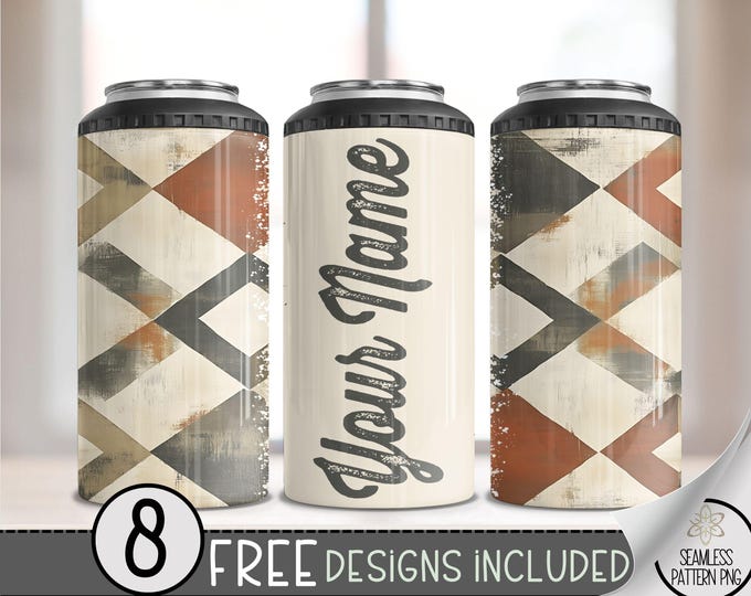 Aztec 4 In 1 Can Cooler File PNG, Add Your Own Name Faded Southwestern 4In1 Can Cooler Wrap, Aged Western 16 Oz 4-In-1 Cooler Sublimation