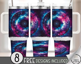 Dark Tie-Dye 40 oz Tumbler Wrap PNG, Digital Download, Cosmic Sublimation, Galactic Style, A645