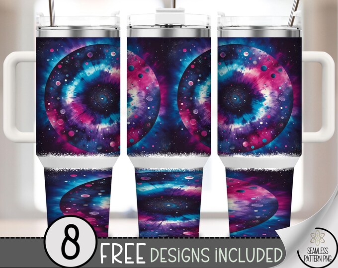 Dark Tie-Dye 40 oz Tumbler Wrap PNG, Digital Download, Cosmic Sublimation, Galactic Style, A645