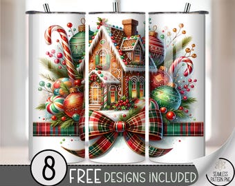 Christmas House Gingerbread 20 oz Tumbler Wrap PNG, Xmas Skinny Design, Digital Download Sublimation, A558