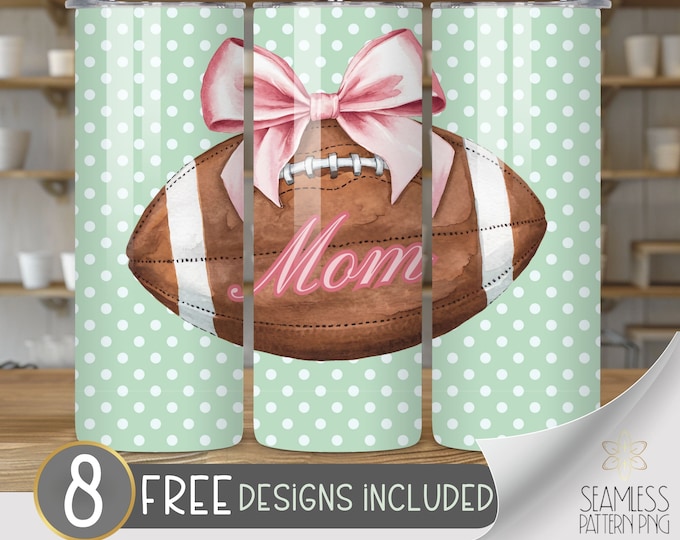 Coquette Football Mom Tumbler Wrap, 20oz Skinny Sublimation Tumbler, Football Sublimation Design, girly tumbler sublimation Instant Download