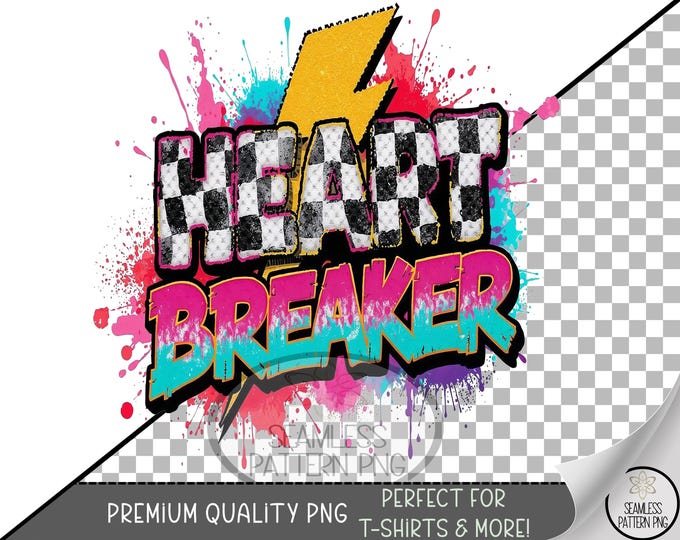 Retro Heartbreaker UV DTF Sub PNG, Trendy Graffiti Design, Edgy Bold Energy, Vintage 80s, Digital Download for Sublimation, B802