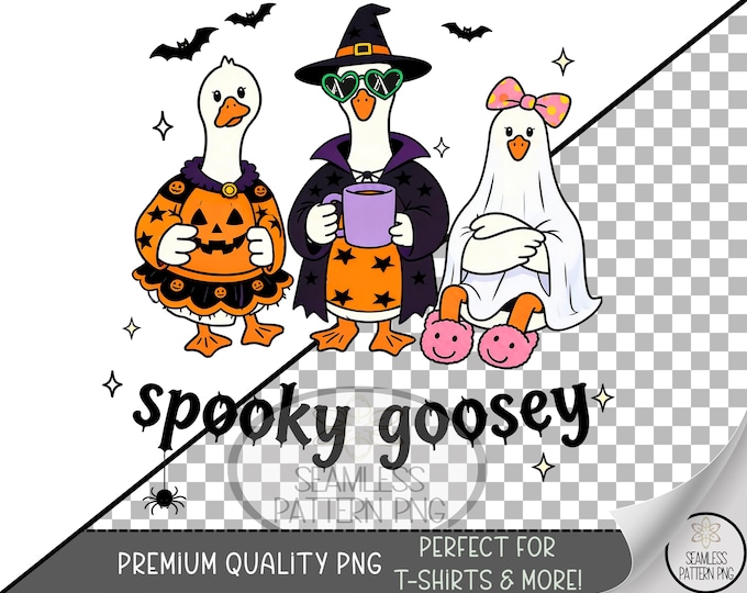 Halloween Goose Sublimation Design, Cute Geese UV DTF Graphic, Spooky Goosey Clip Art, Digital Download, B10274