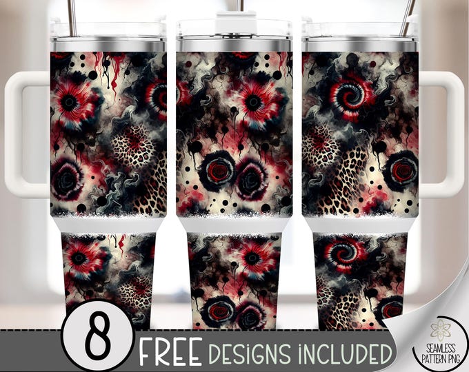 Leopard Tie Dye Tumbler Wrap, 40 oz Sublimation Design, Colorful Digital Download, Vibrant Floral Tumbler Design, A469