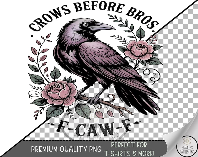 Crow Before Bros, Gothic Bird UV DTF Graphic, Vintage Style, Sublimation, Digital Download, B947