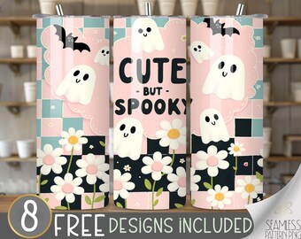 Checkered Ghost Tumbler, Halloween Cute Spooky Tumbler Wrap, Retro Cute but Spooky 20 oz Skinny Sublimation, Retro Style Tumbler Design