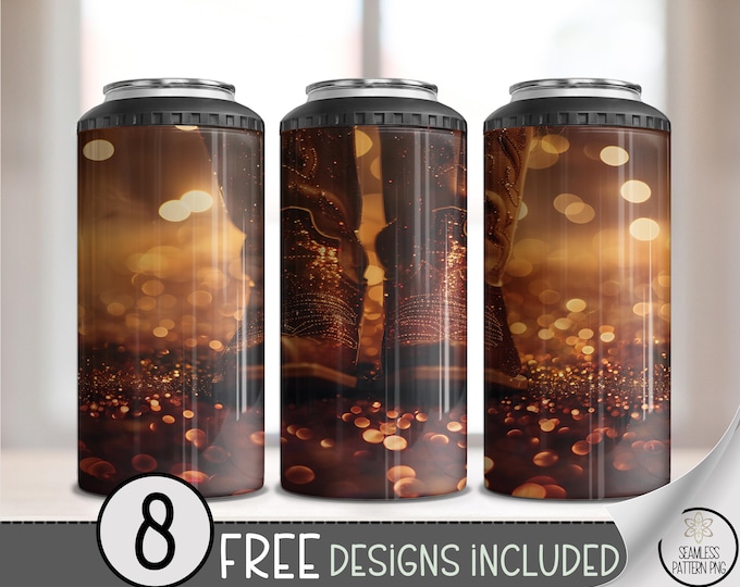 Rustic Fall Can Cooler Wrap, Cozy Autumn Design, Earthy Tones, Warm Brown Wraps, Printable Hard Sleeve for Cans, 4in1 Pack A435
