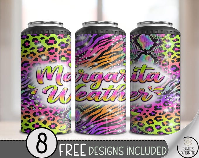 Margarita Weather 4in1 Can Cooler Wrap, Retro Summer Sublimation Design, 16 oz 4-in-1 File, B10082