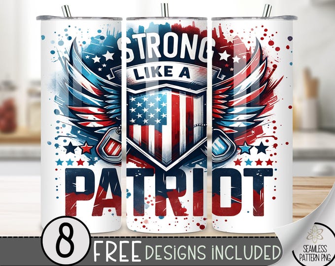 Patriot Trump 2024 Tumbler Wrap PNG Digital Download 20 oz Skinny, Election Tumbler Sublimation Design, Military Seamless Sublimation design
