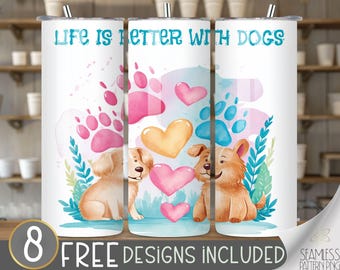 Funny animal sublimation tumbler wrap design, dog lover straight tumbler wrap PNG design, dog mom 20 oz Straight tumbler sublimation design