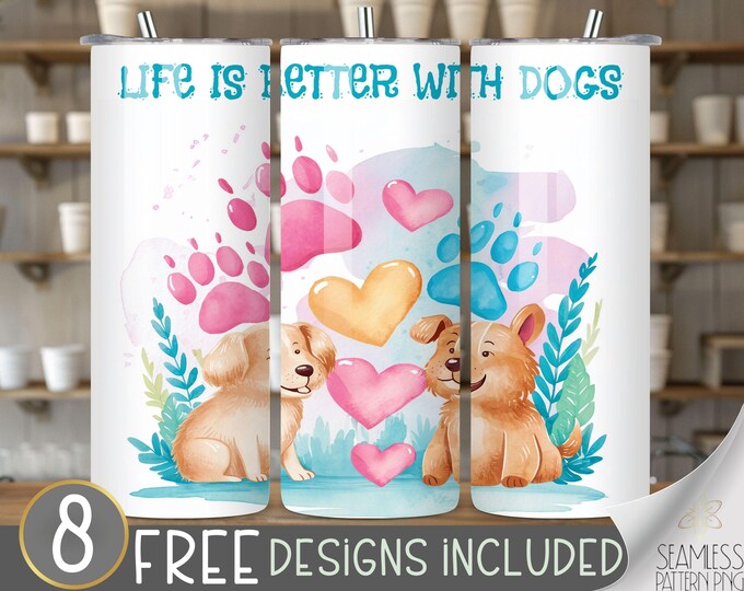 Funny animal sublimation tumbler wrap design, dog lover straight tumbler wrap PNG design, dog mom 20 oz Straight tumbler sublimation design