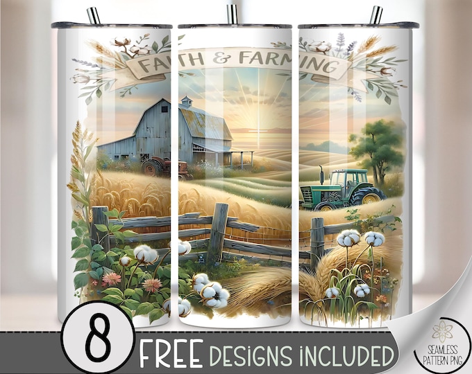 Farm 20 oz Tumbler Wrap, Cozy Sublimation Design for Straight Tumblers, Rustic PNG Files, Countryside Art, Vintage Farm Style, B10017