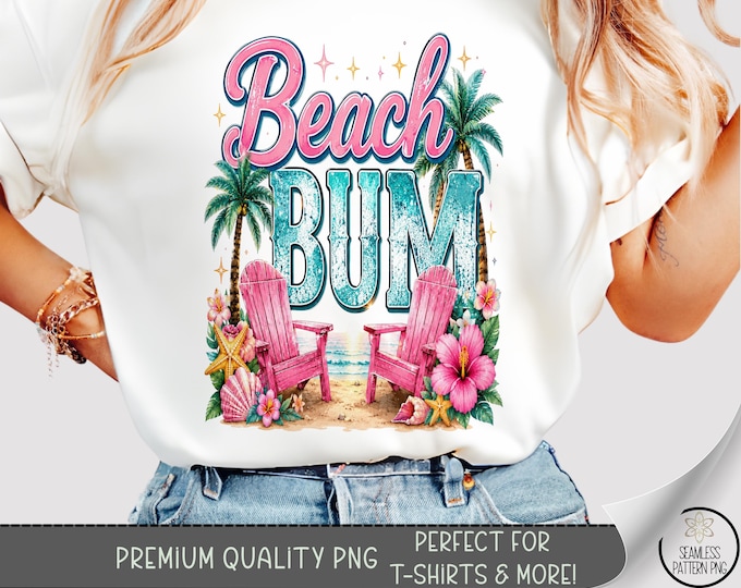 Beach Bum Summer T-shirt PNG, Tropical Sublimation Design, Digital Download, B10341