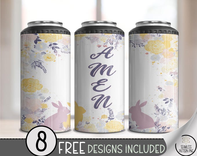 Easter Bunny PNG, 4-in-1 Can Cooler Wrap, Sublimation Design, Digital Download, B10001