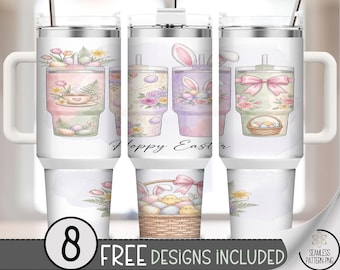 Easter Eggs PNG, Bunny 40 oz Tumbler Wrap, Pastel Sublimation Design, Digital Download, B923